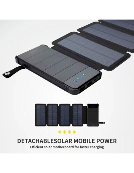 Bateria externa universal Power Bank solar 10.000 mAh con 4 paneles solares COOL