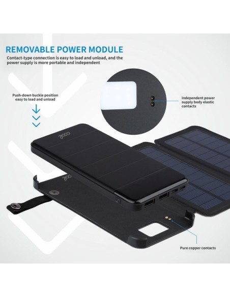 Bateria externa universal Power Bank solar 10.000 mAh con 4 paneles solares COOL