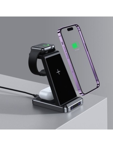 Dock base Qi cargador inalámbrico 3...