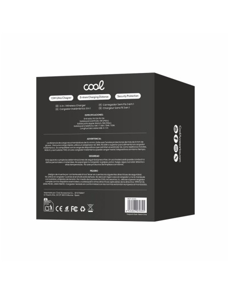 Dock base Qi cargador inalámbrico 3 en 1 COOL negro