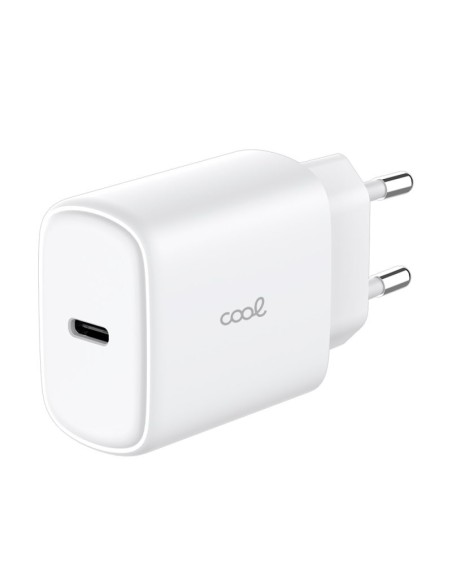 Cargador red universal Fast Adapt. (PD) tipo C COOL (25W) blanco + Cable tipo C a tipo C
