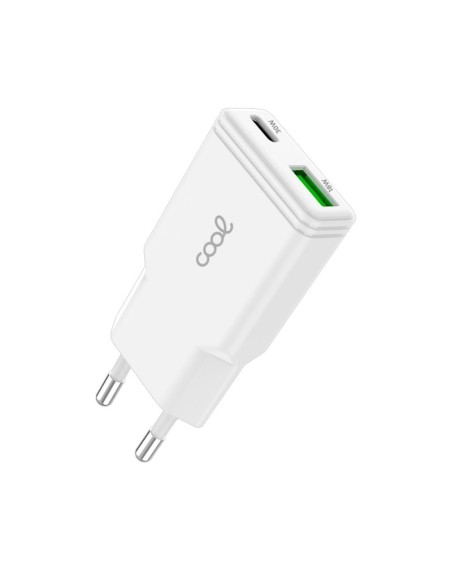 Cargador red universal Fast Charger (PD) tipo C / USB Dual COOL plano (30W) blanco