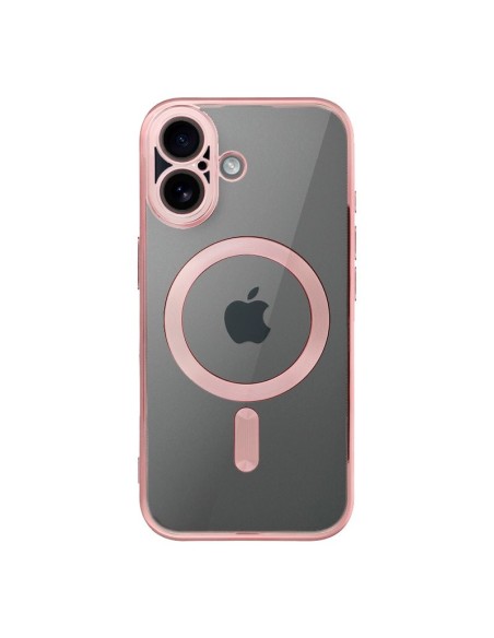 Carcasa TPU transparente iPhone 17 magnética borde rosa