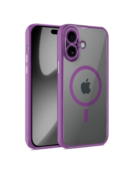 Carcasa TPU transparente iPhone 17 magnética borde violeta