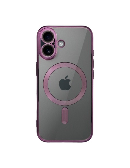 Carcasa TPU transparente iPhone 17 magnética borde violeta