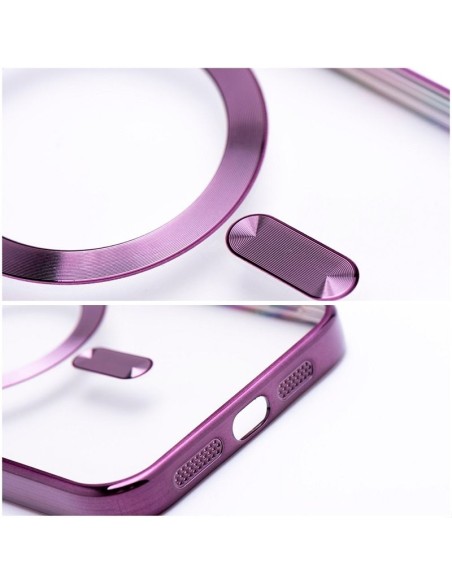 Carcasa TPU transparente iPhone 17 magnética borde violeta