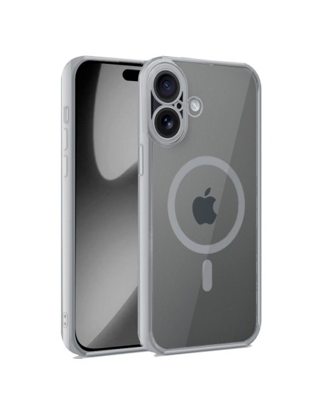 Carcasa TPU transparente iPhone 17 magnética borde plata