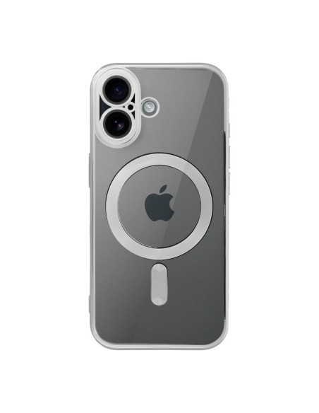 Carcasa TPU transparente iPhone 17 magnética borde plata