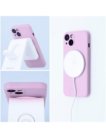 Carcasa TPU magnética iPhone 17 Pro Max cama tela rosa