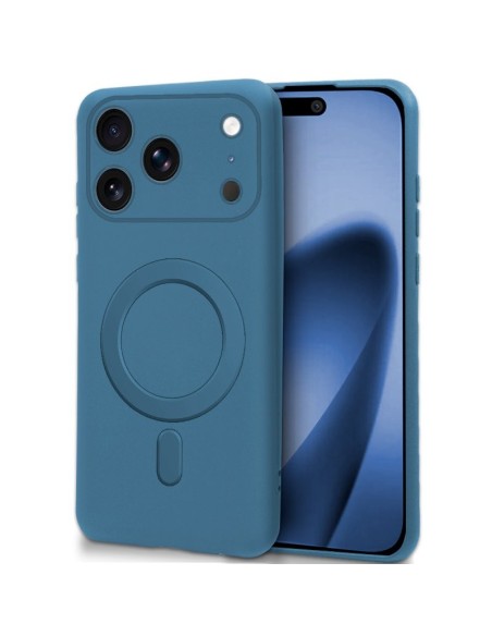 Carcasa TPU magnética iPhone 17 Pro Max cama tela azul
