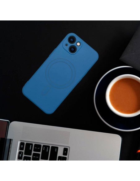 Carcasa TPU magnética iPhone 17 Pro Max cama tela azul