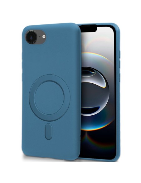 Carcasa TPU transparente iPhone 16e magnética cama tela azul