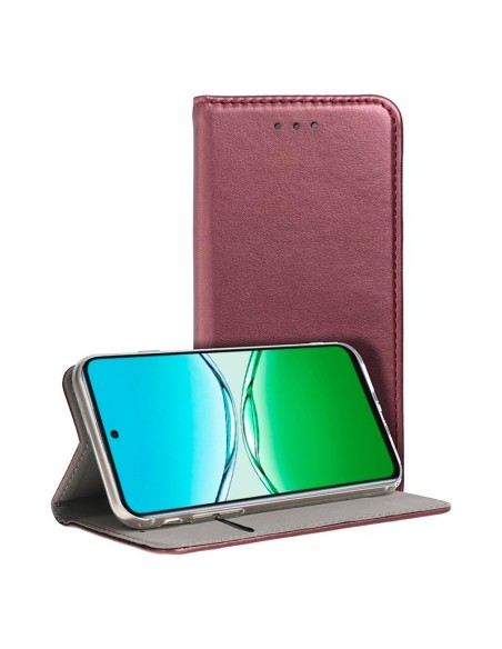 Funda libro soporte TPU Oppo A5 Pro / A5 Pro 5G roja burdeos