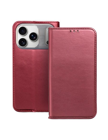 Funda libro soporte TPU iPhone 17 Pro roja burdeos