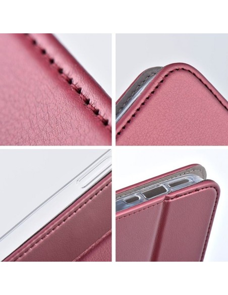 Funda libro soporte TPU iPhone 17 Pro roja burdeos