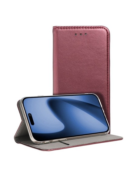 Funda libro soporte TPU iPhone 17 Pro Max roja burdeos