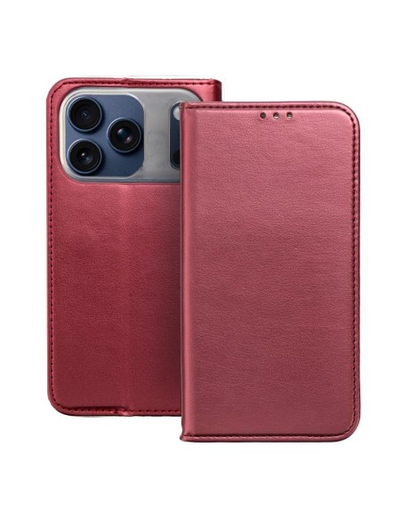 Funda libro soporte TPU iPhone 17 Pro Max roja burdeos