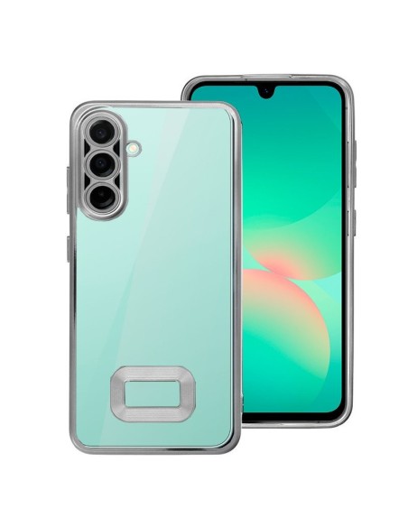 Carcasa TPU transparente Samsung A266 Galaxy A26 5G / A17 / A17 5G borde metalizado plata