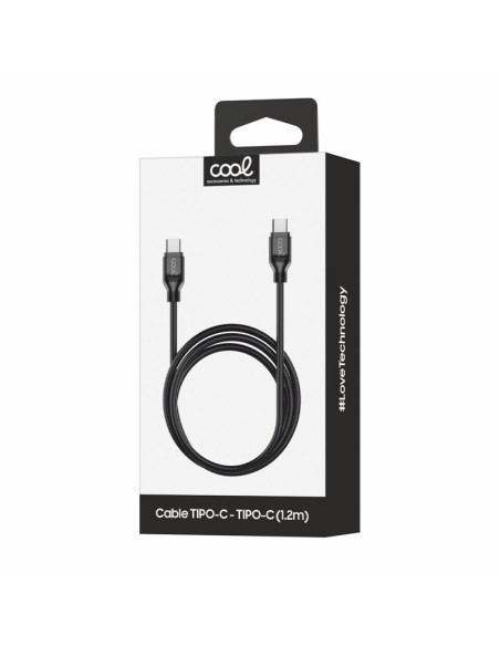 Cable USB COOL compatible universal tipo C a tipo C (1 metro) negro 3 Amp