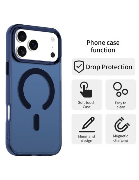 Carcasa magnética TPU iPhone 17 translúcida azul marino