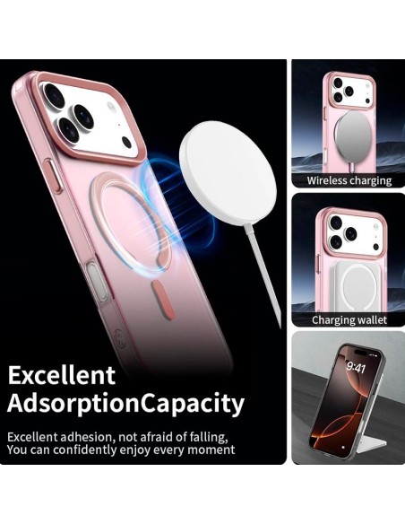 Carcasa magnética TPU iPhone 17 Pro translúcida rosa
