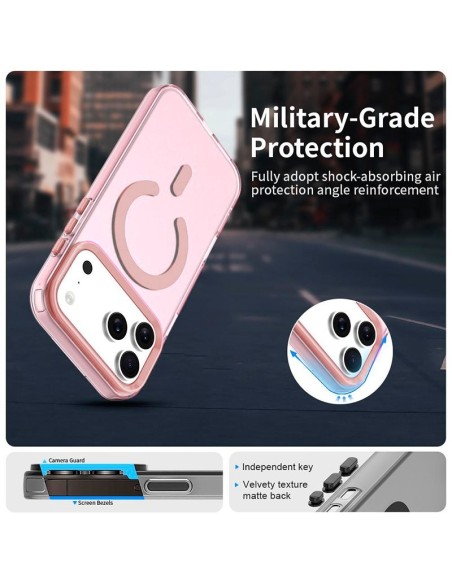 Carcasa magnética TPU iPhone 17 Pro translúcida rosa