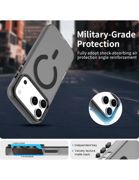 Carcasa magnética TPU iPhone 17 Pro Max translúcida negra