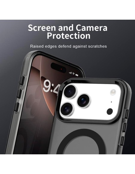 Carcasa magnética TPU iPhone 17 Pro Max translúcida negra