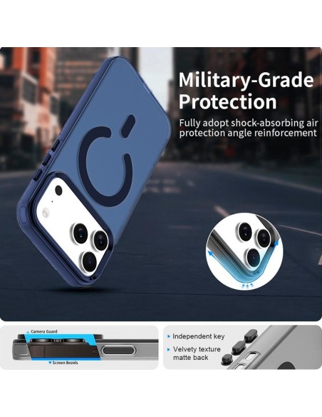 Carcasa magnética TPU iPhone 17 Pro Max translúcida azul marino