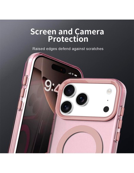 Carcasa magnética TPU iPhone 17 Pro Max translúcida rosa