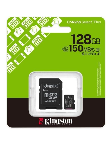 Tarjeta memoria microSD con adaptador 128 GB Kingston 150 MB/s (Clase 10)