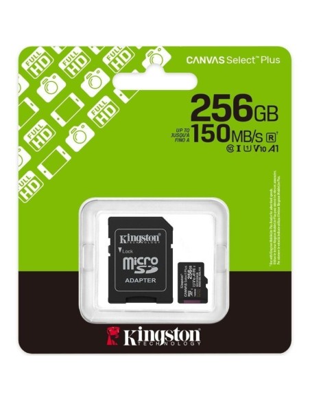 Tarjeta memoria microSD con adaptador 256 GB Kingston 150 MB/s (Clase 10)