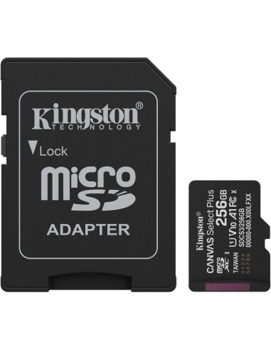 Tarjeta memoria microSD con adaptador 256 GB Kingston 150 MB/s (Clase 10)