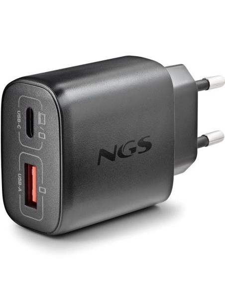 Cargador red universal doble toma tipo C + USB A NGS (45W) GaN negro