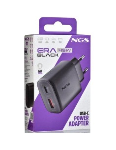 Cargador red universal doble toma tipo C + USB A NGS (45W) GaN negro 2