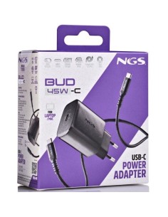 Cargador red universal toma tipo C + cable doble USB C NGS (45W) GaN negro 2