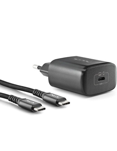 Cargador red universal toma tipo C + cable doble USB C NGS (45W) GaN negro