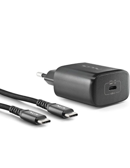 Cargador red universal toma tipo C + cable doble USB C NGS (45W) GaN negro