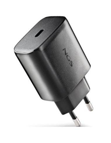 Cargador red universal toma tipo C + cable doble USB C NGS (45W) GaN negro