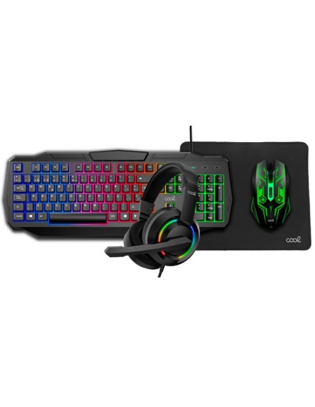 Teclado PC juego gaming USB (Combo 4 en 1) + Raton + Auriculares + Alfombrilla COOL Youth (Español)