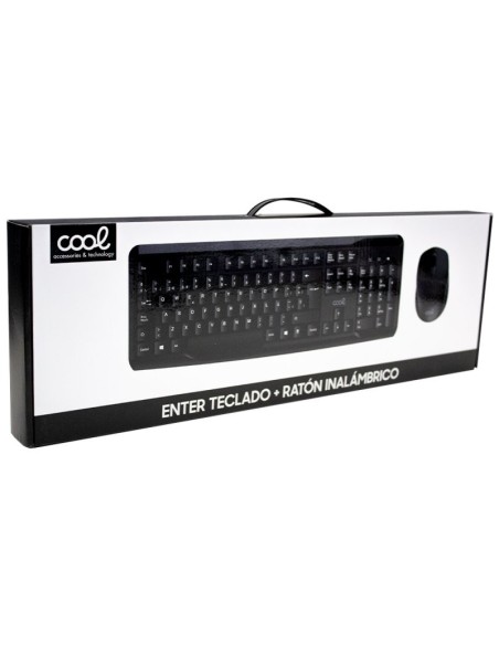Teclado oficina Inalámbrico PC Kit + Ratón COOL Enter Negro (Español)