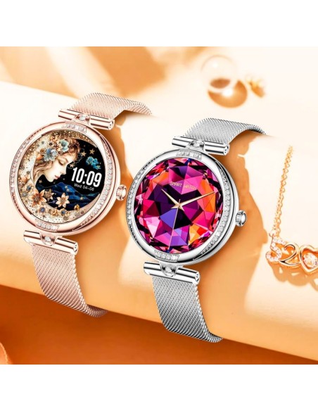 Smartwatch AMOLED COOL Mónaco + 2 Correas (Llamadas, Salud) plateado