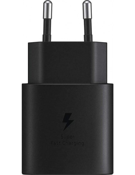 Cargador de red original Samsung toma tipo C 3 Amp. 25 W + cable doble tipo C negro suelto (Bulk)