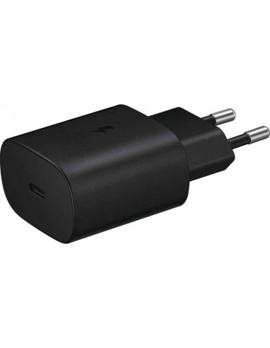 Cargador de red original Samsung toma tipo C 3 Amp. 25 W + cable doble tipo C negro suelto (Bulk)