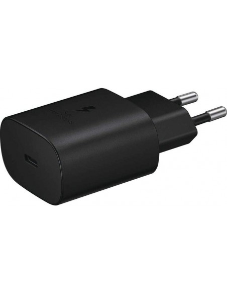 Cargador de red original Samsung toma tipo C 3 Amp. 25 W + cable doble tipo C negro suelto (Bulk)