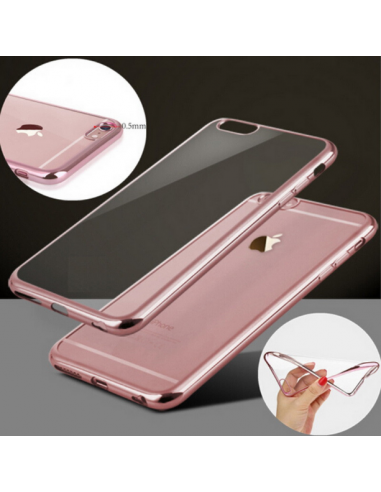 Carcasa TPU transparente iPhone 6 Plus / 6s Plus borde metalizado rosa cobre