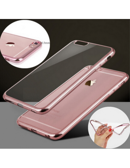 Carcasa TPU transparente iPhone 6 Plus / 6s Plus borde metalizado rosa cobre