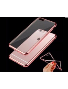 Carcasa TPU transparente iPhone 6 Plus / 6s Plus borde metalizado rosa cobre 2