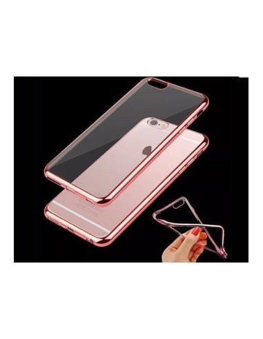 Carcasa TPU transparente iPhone 6 Plus / 6s Plus borde metalizado rosa cobre