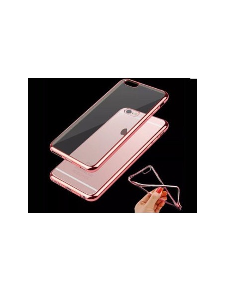 Carcasa TPU transparente iPhone 6 Plus / 6s Plus borde metalizado rosa cobre